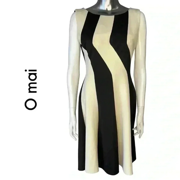 O Mai Sleeveless Colour Block Dress Black Tan Back Zipper Size Medium - Picture 1 of 7